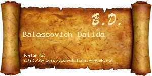 Balassovich Dalida névjegykártya